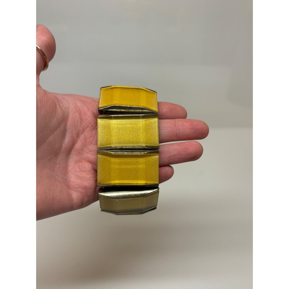Mustard Yellow Shimmer Chunky Stretch Panel Statement Bracelet